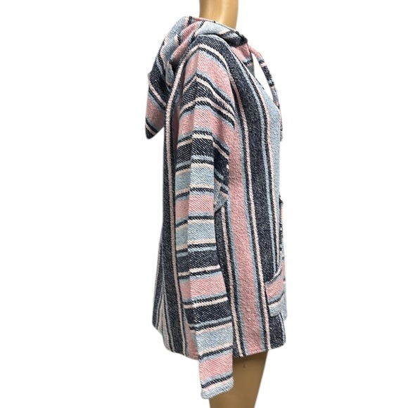 Molina Pink Blue Striped Hoodie Poncho Pullover Sweatshirt Jacket Womens XL - Picture 3 of 8
